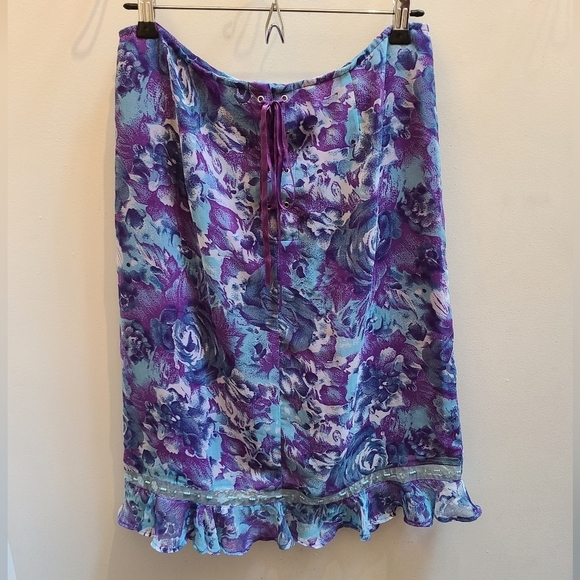 Groggy Urban Legend Y2K Floral Skirt in Blue/Purple - Size M - Picture 3 of 11